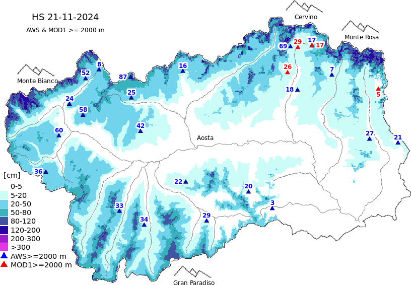 Enneigement + données ≥ 2000m