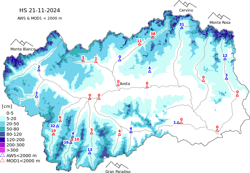 Enneigement + données < 2000m