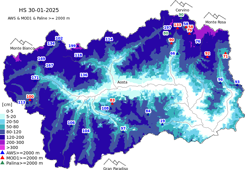 Enneigement + données ≥ 2000m