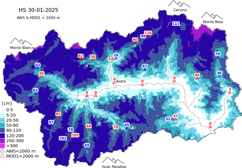 Enneigement + données < 2000m