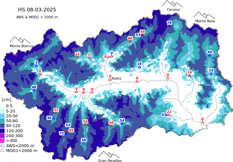 Enneigement + données < 2000m