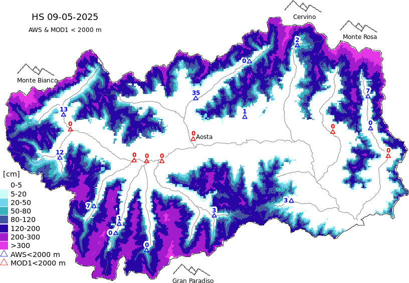 Enneigement + données < 2000m