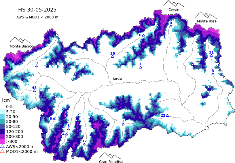 Enneigement + données < 2000m