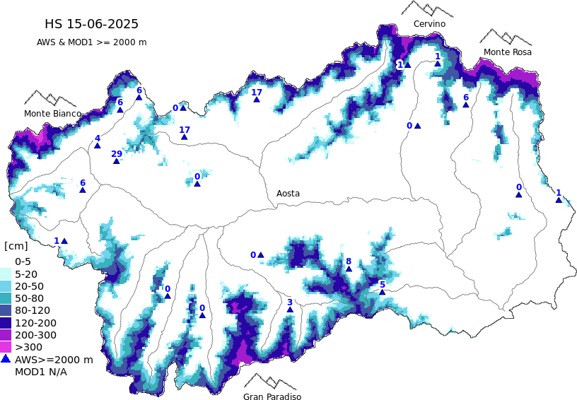 Snow depth + data ≥ 2000m