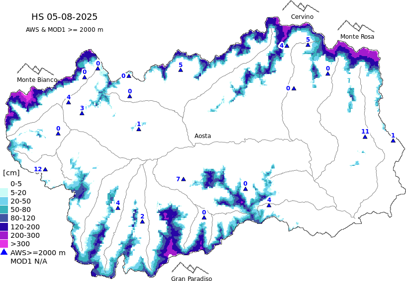 Snow depth + data ≥ 2000m