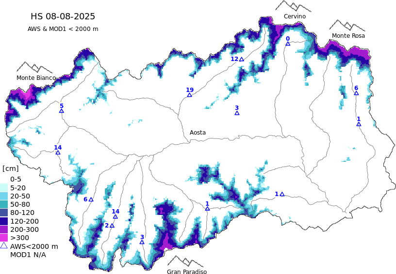 Enneigement + données < 2000m