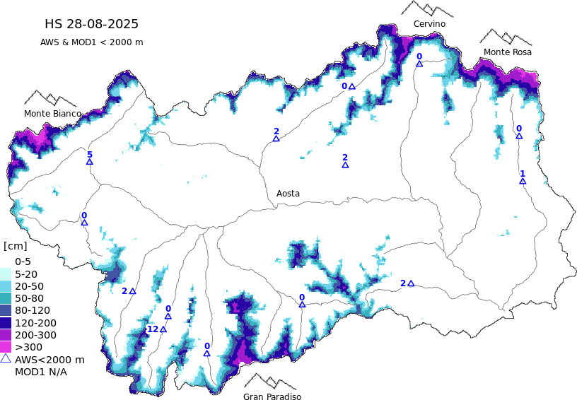 Enneigement + données < 2000m
