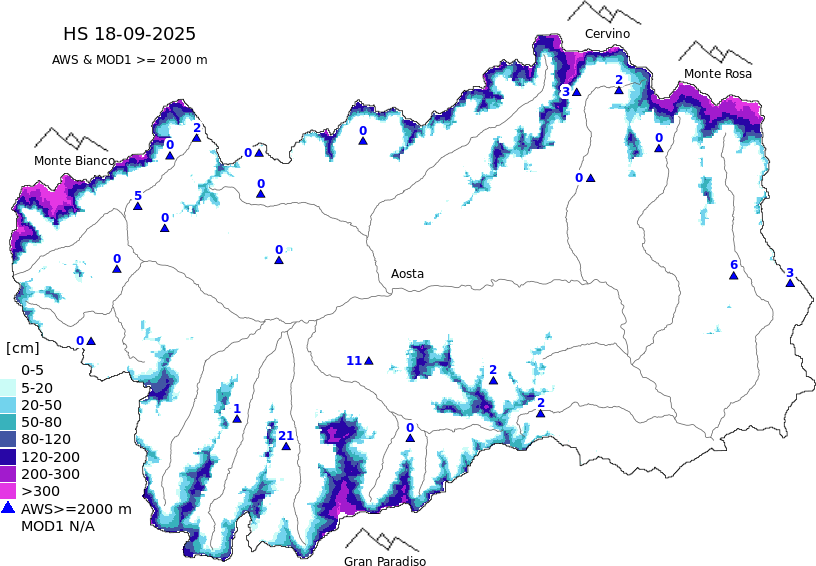 Enneigement + données ≥ 2000m