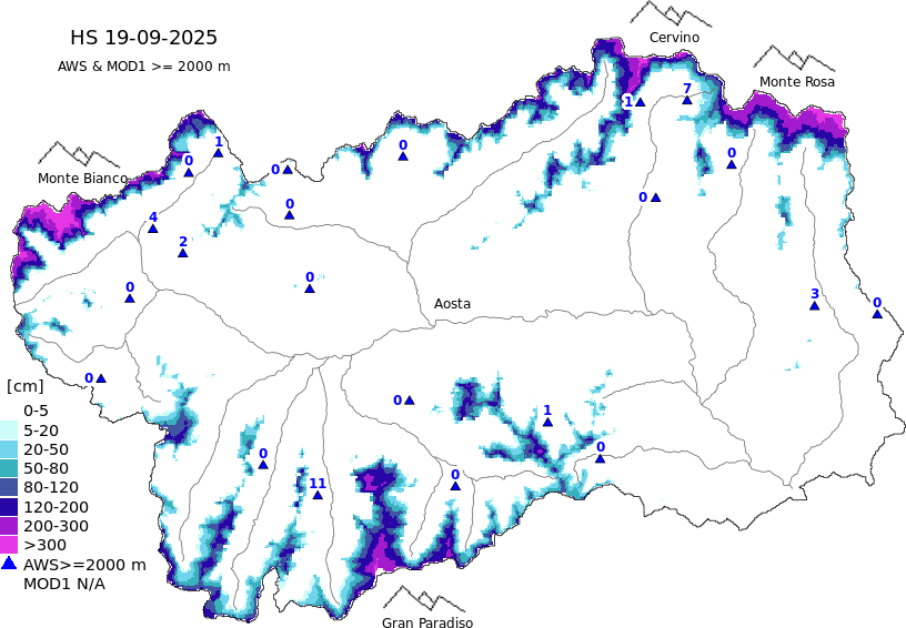 Snow depth + data ≥ 2000m