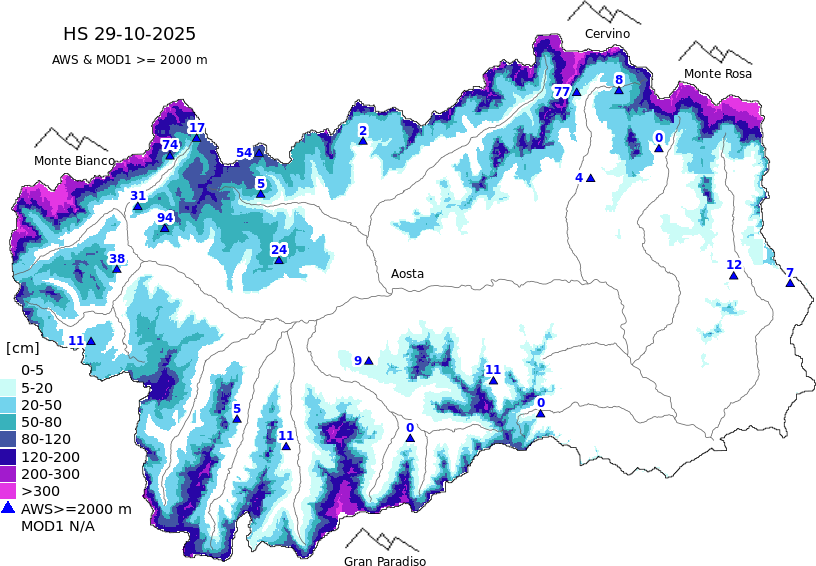 Snow depth + data ≥ 2000m