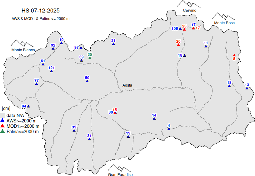 Snow depth + data ≥ 2000m