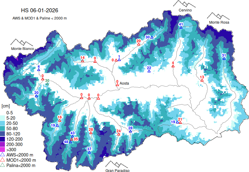 Enneigement + données < 2000m