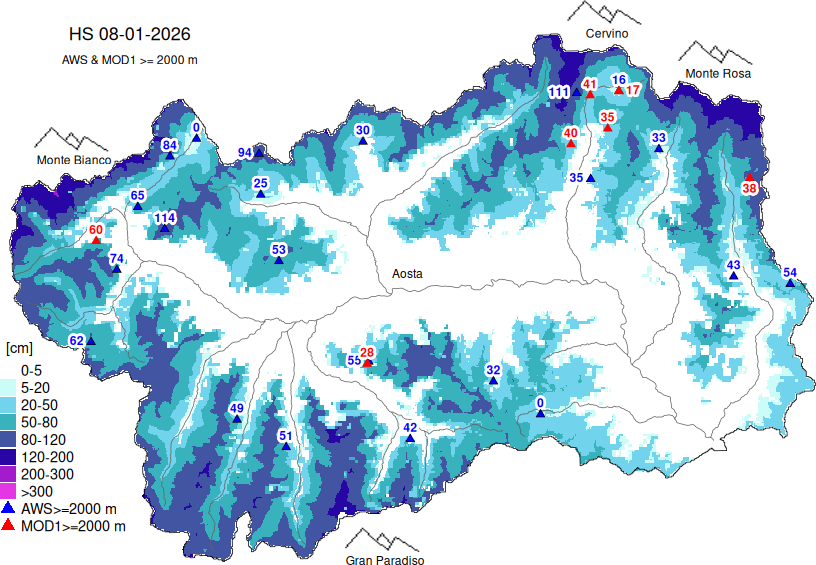 Snow depth + data ≥ 2000m