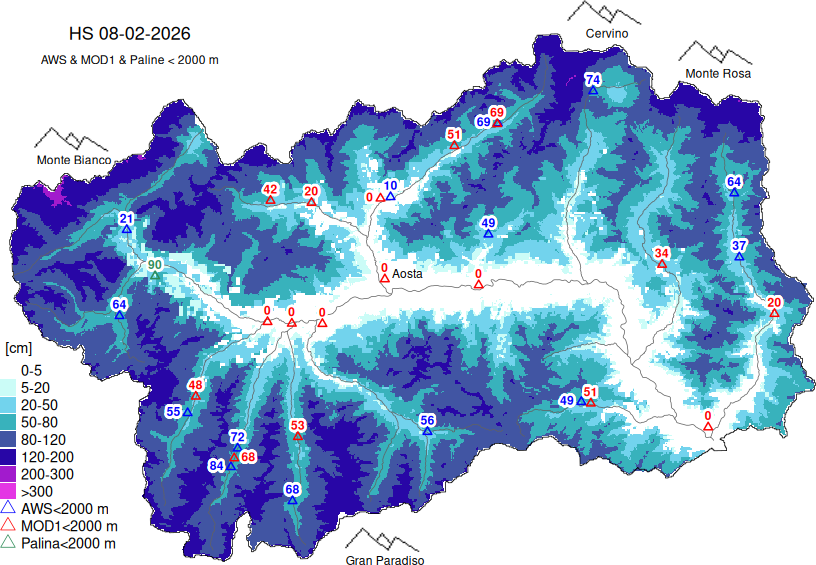 Altezza neve+dati < 2000m