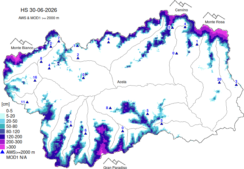 Snow depth + data ≥ 2000m