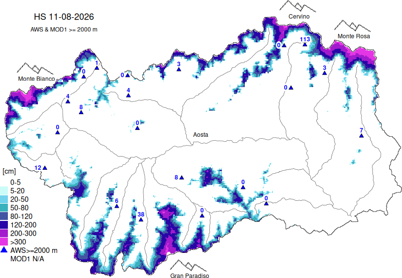 Snow depth + data ≥ 2000m