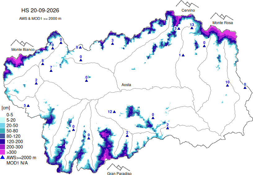 Snow depth + data ≥ 2000m